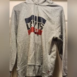 Levi's hooded sweatshirt size medium grey with red black blue logo